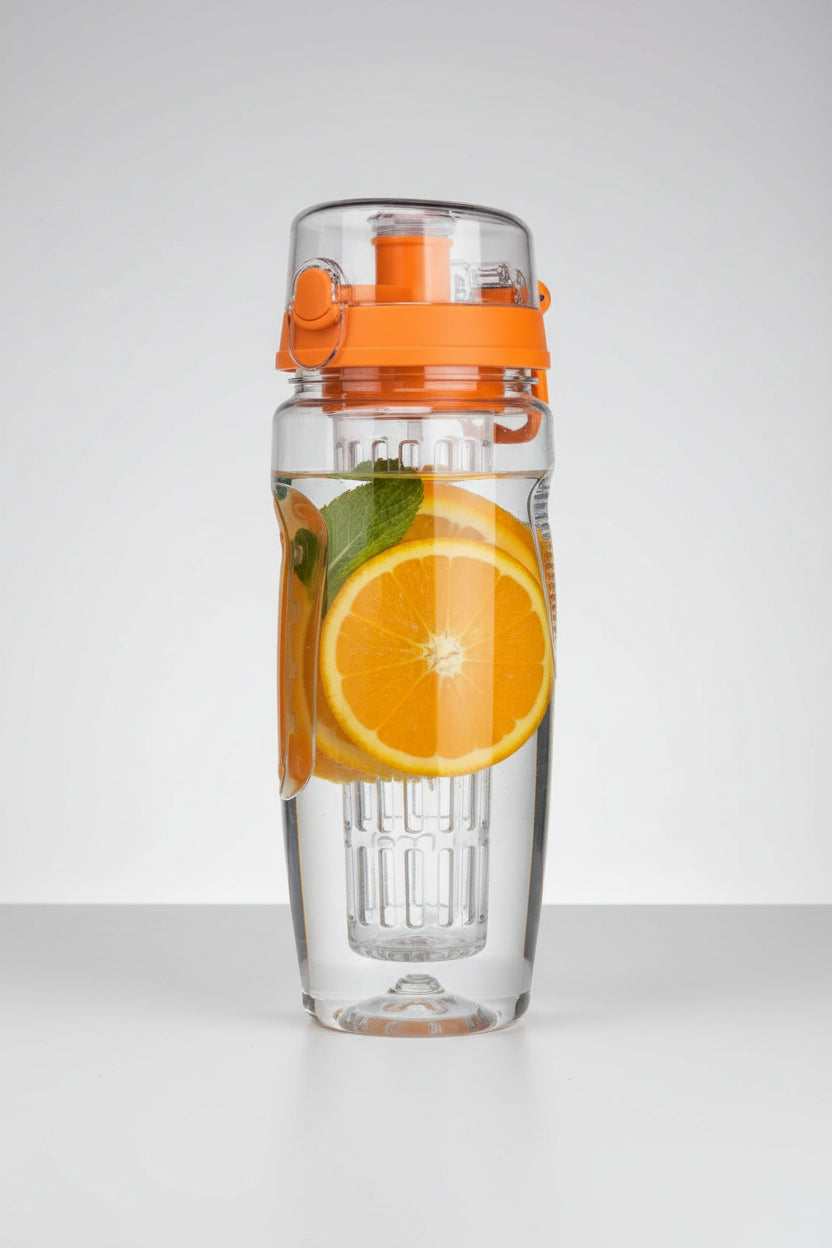 Reusable fruit infused water bottle for gym and travel